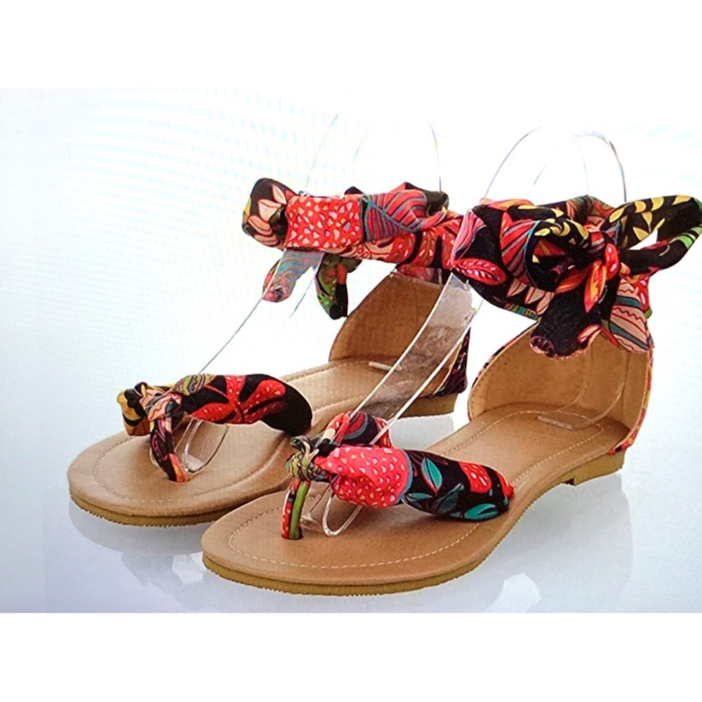 Floral Lace Up Sandals